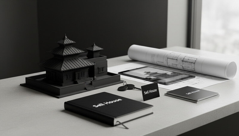 Modern Nepali house with traditional architecture ready for sale