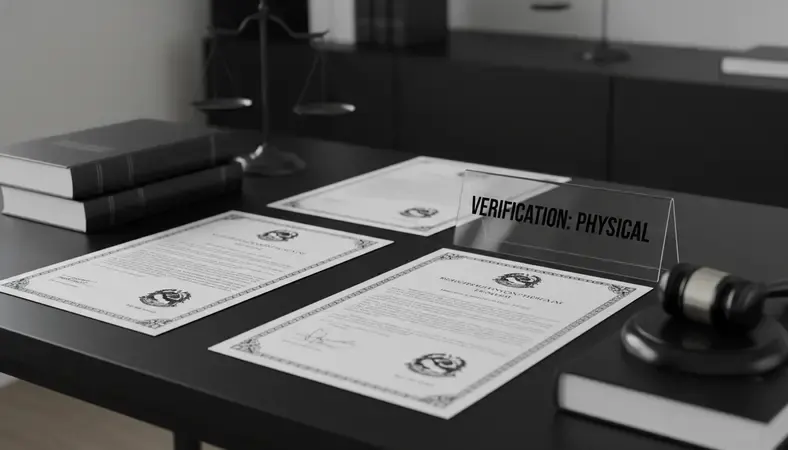 Legal documents and certificates spread on a desk with Nepali government seals visible