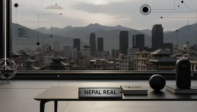 Modern Kathmandu skyline showing mix of traditional and contemporary buildings with mountains in background