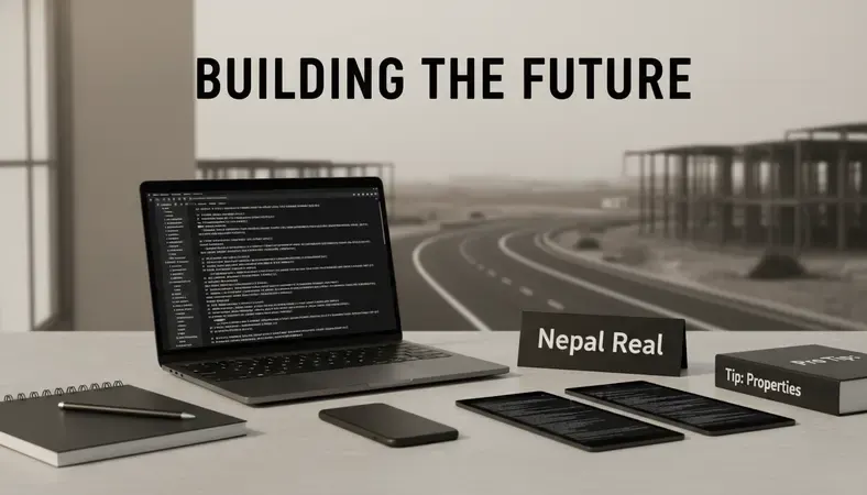 Modern infrastructure development showing new roads and buildings under construction in Nepal